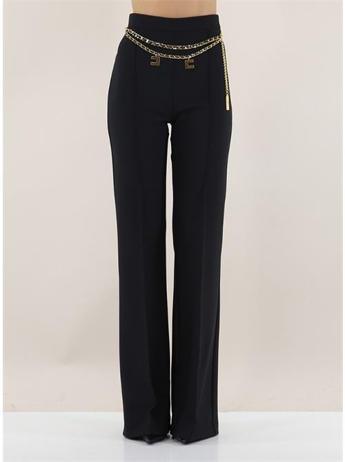 Stretch crêpe palazzo trousers with belt ELISABETTA FRANCHI | PAT3546E2.110